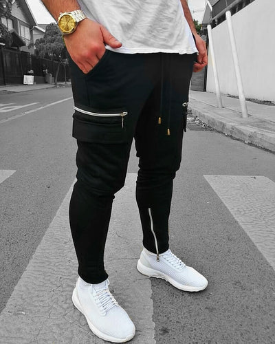 Black Jogger with Distressed Side Pockets